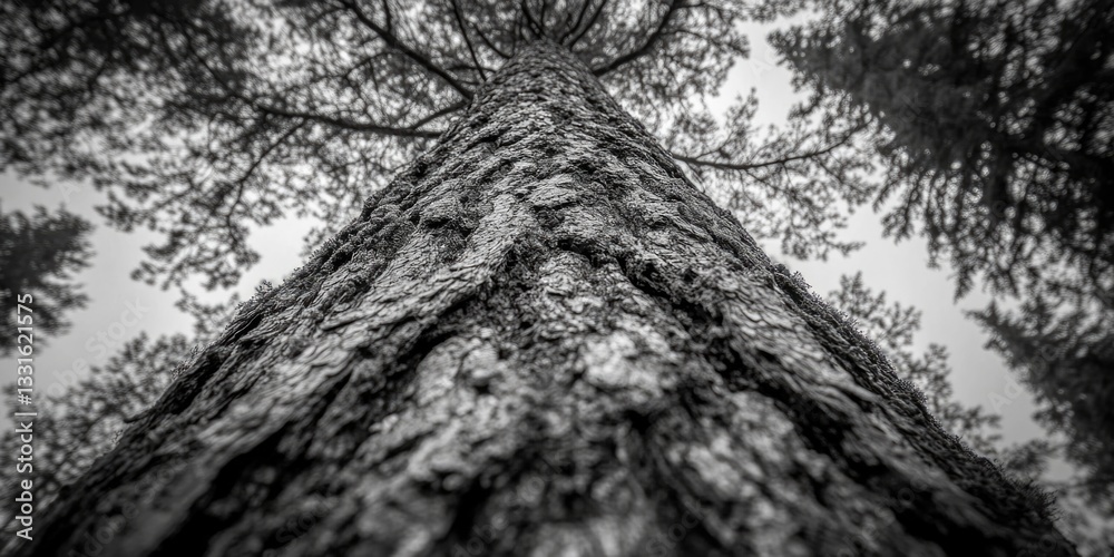 Aufkleber A view of the top of a tall tree in a dense forest, with foliage and branches visible