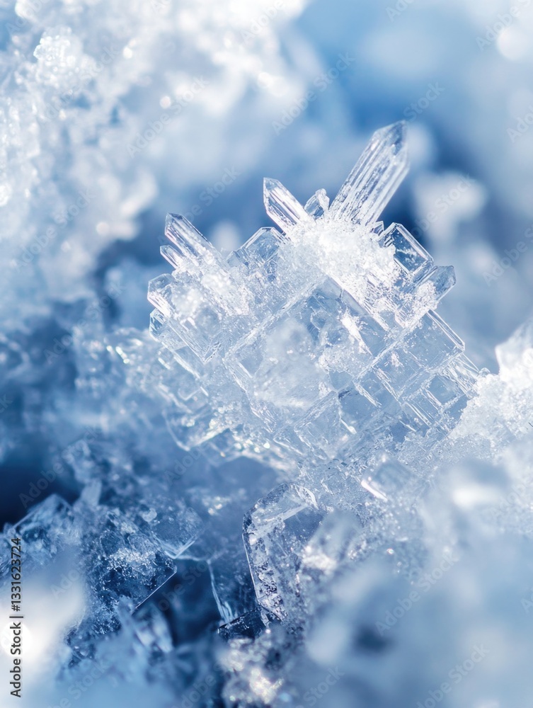 Poster a single snowflake lies on the ground, its delicate features magnified in this close-up shot