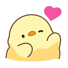 Cute cartoon chick with heart