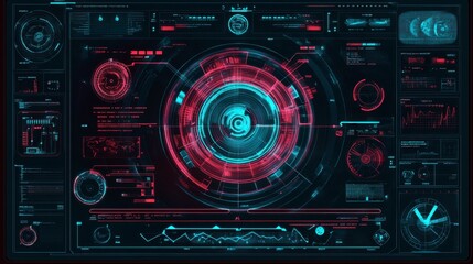 Fototapeta premium A futuristic holographic interface with digital controls.