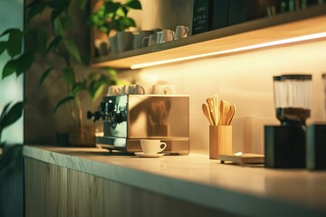 High-quality photo of a kitchen with modern elements, taken in a professional style