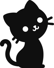 Funny cat vector silhouette in pose