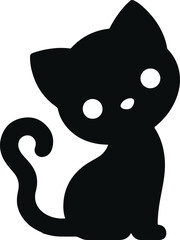 Funny cat vector silhouette in pose