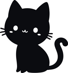 Funny cat vector silhouette in pose