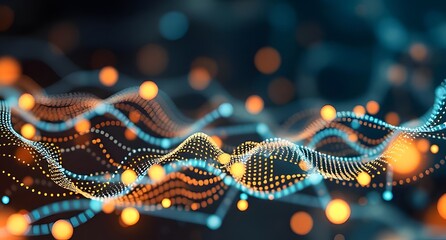 Abstract Digital Dots and Lines Network Illustration Technology, Big Data, Connection, Internet, Artificial Intelligence, Futuristic Background.