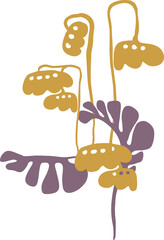 Botanical abstract digital art (isolated flowers, leaves and abstract shapes on a transparent background) - composition for branding, advertising, printing, wedding design in pastel colors.