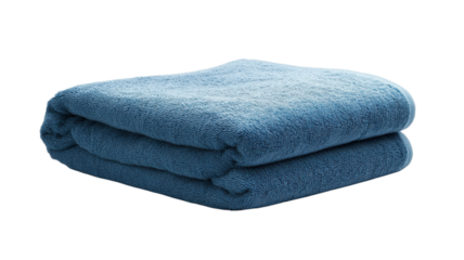 Soft blue towel folded neatly on a white background for cozy home decor and bathroom essentials
