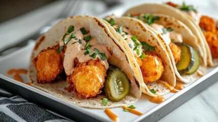 Gourmet Cheese Curds Taco Close-Up