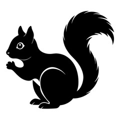 squirrel black silhouette vector, Simple silhouette Design vector icon with white background. Wild animal vector 