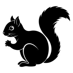 squirrel black silhouette vector, Simple silhouette Design vector icon with white background. Wild animal vector 