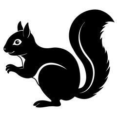 squirrel black silhouette vector, Simple silhouette Design vector icon with white background. Wild animal vector 