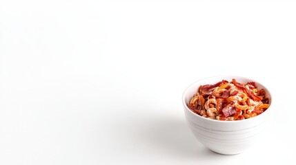 Delicious Bowl of Pasta with Rich Tomato Sauce and Toppings