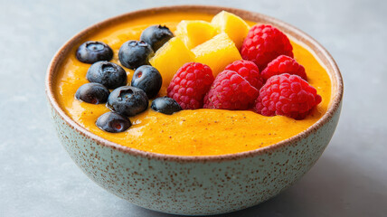 vibrant smoothie bowl with fresh fruits and berries