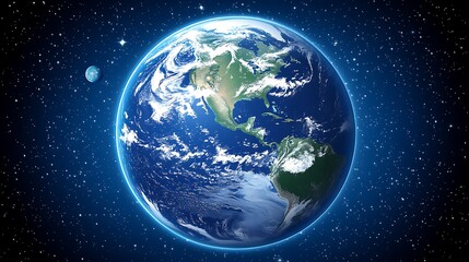 Obraz premium A vibrant image depicting earth and its celestial companion