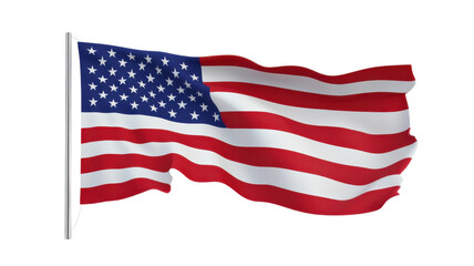 Fototapeta premium Waving American flag displays patriotism and national pride amidst a clear blue sky