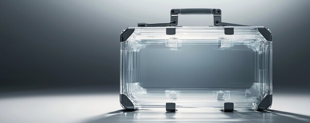 Clear suitcase with a modern design.