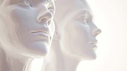 Close-up of two stylish mannequins.