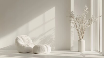 Minimalist interior with natural light and decor.