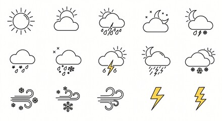 Obraz premium set of weather icons vector abstract illustration