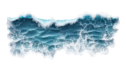 Breaking ocean wave with foam and transparent background