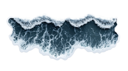 Breaking ocean wave with foam and transparent background