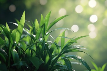 Close-up of a plant leaf with water droplets, perfect for illustrating concepts like moisture, condensation or natural processes