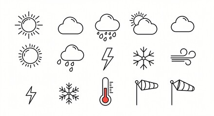 set of icons depicting weather