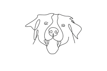 Minimalist line drawing of dog face. Pitbull face - dog  line art vector illustration. Editable stroke.