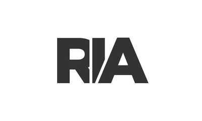 RIA logo design template with strong and modern bold text. Initial based vector logotype featuring simple and minimal typography. Trendy company identity.