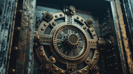 Obraz premium Intricately Designed Vintage Vault Door with Industrial Charm