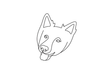 Minimalist line drawing of dog face. Pitbull face - dog  line art vector illustration. Editable stroke.