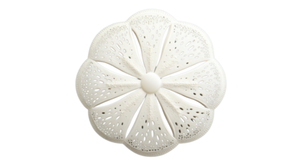 White ornamental flower showing intricate design on transparent background