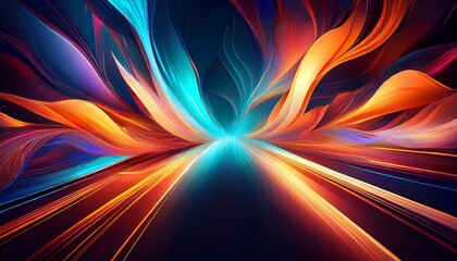 Obraz premium Motion blur of fast-moving abstract shapes, creating a dynamic and energetic visual with vibrant flow and speed. 