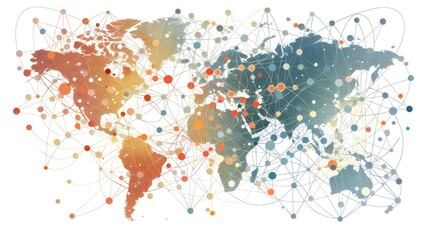 Global Network Connectivity Map with Colorful Data Points