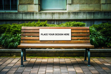 Park Bench Mockup with Blank White Space for Your Design