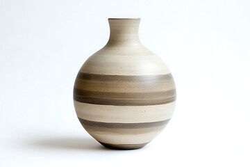 Illustrate a ceramic vase with horizontal stripes