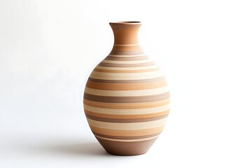 Illustrate a ceramic vase with horizontal stripes