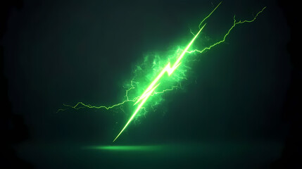 Green Lightning on Dark Background