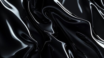 Fototapeta premium Abstract black fluid texture with smooth waves.