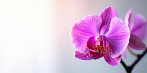 Naklejka premium Close-up of vibrant purple orchid blossom on white backdrop, Isolated, Nature