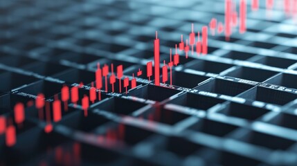 Markets Impact bonds impact concept. Stock market graph with red trends over a grid background.