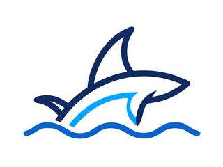 Bold black silhouette of a shark..Generative ai