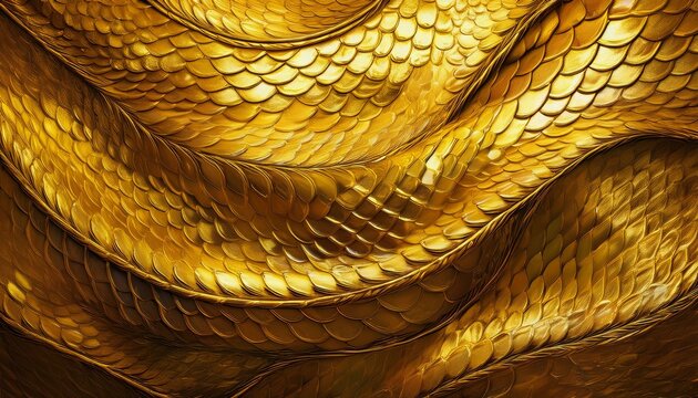abstract gold yellow serpent scale statue texture