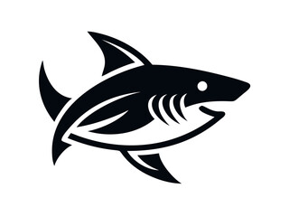 Bold black silhouette of a shark..Generative ai
