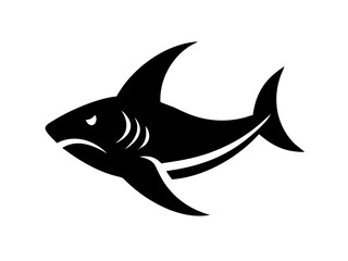 Bold black silhouette of a shark..Generative ai