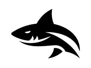 Bold black silhouette of a shark..Generative ai