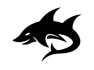 Bold black silhouette of a shark..Generative ai