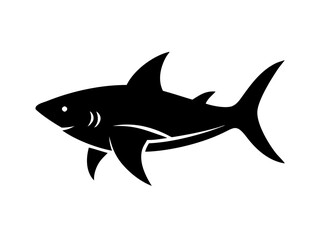 Bold black silhouette of a shark..Generative ai
