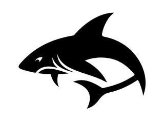 Bold black silhouette of a shark..Generative ai