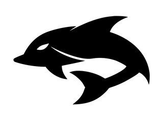 Bold black silhouette of a shark..Generative ai